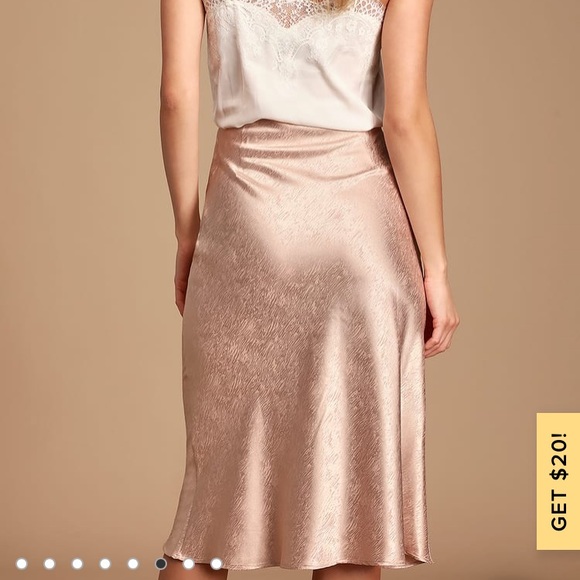 Satin Midi Slip Skirt Blush Pink - Picture 5 of 8